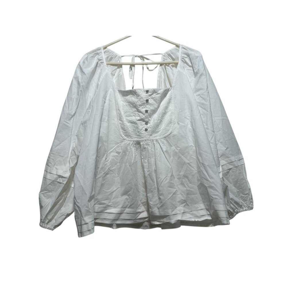Maurices Lace Babydoll Blouse Womens 1X White Ballon Sleeves Cottagecore Peasent - Picture 4 of 16